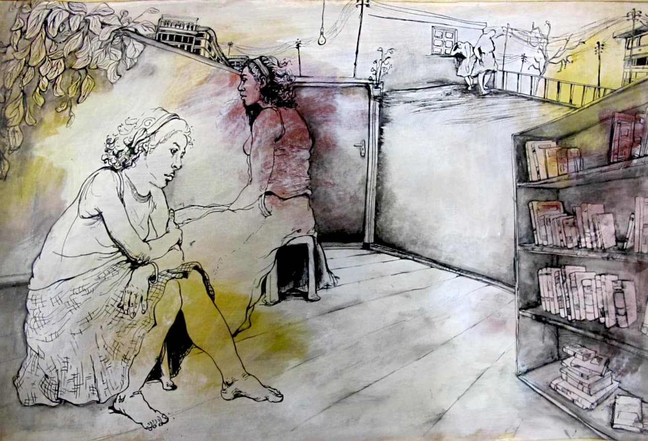 ink drawing, composition 03 by Zohreh Bakhshi