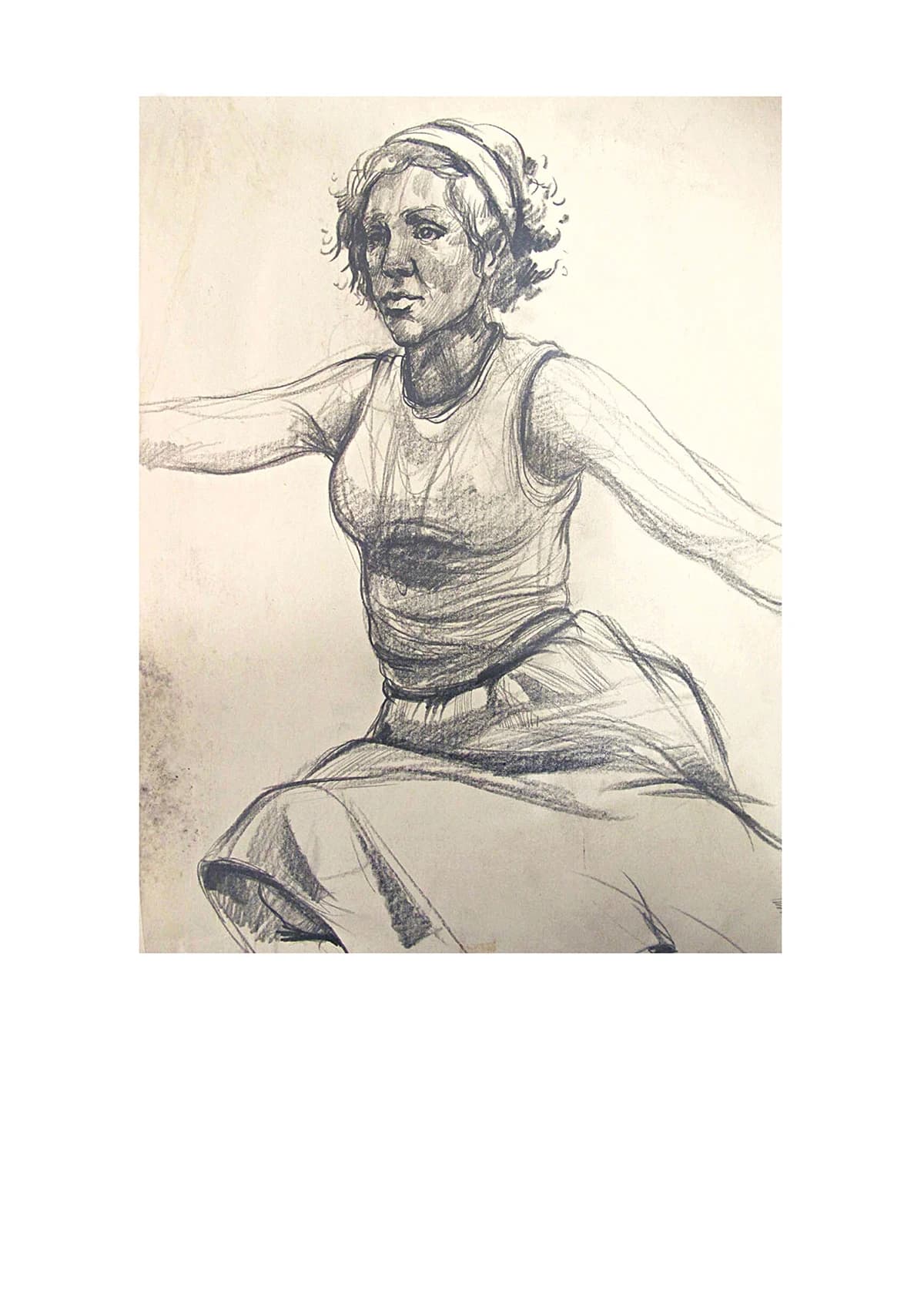 Ink Drawing, Seated Woman by Zohreh Bakhshi