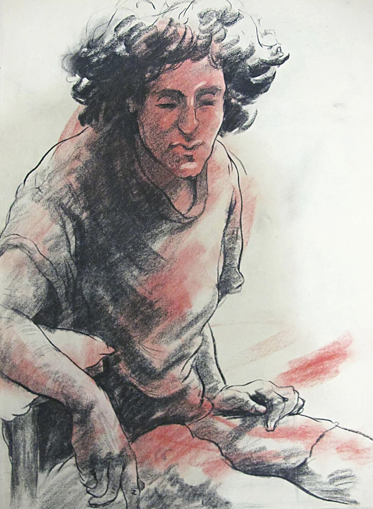 Ink Drawing, Standing Figure by Zohreh Bakhshi