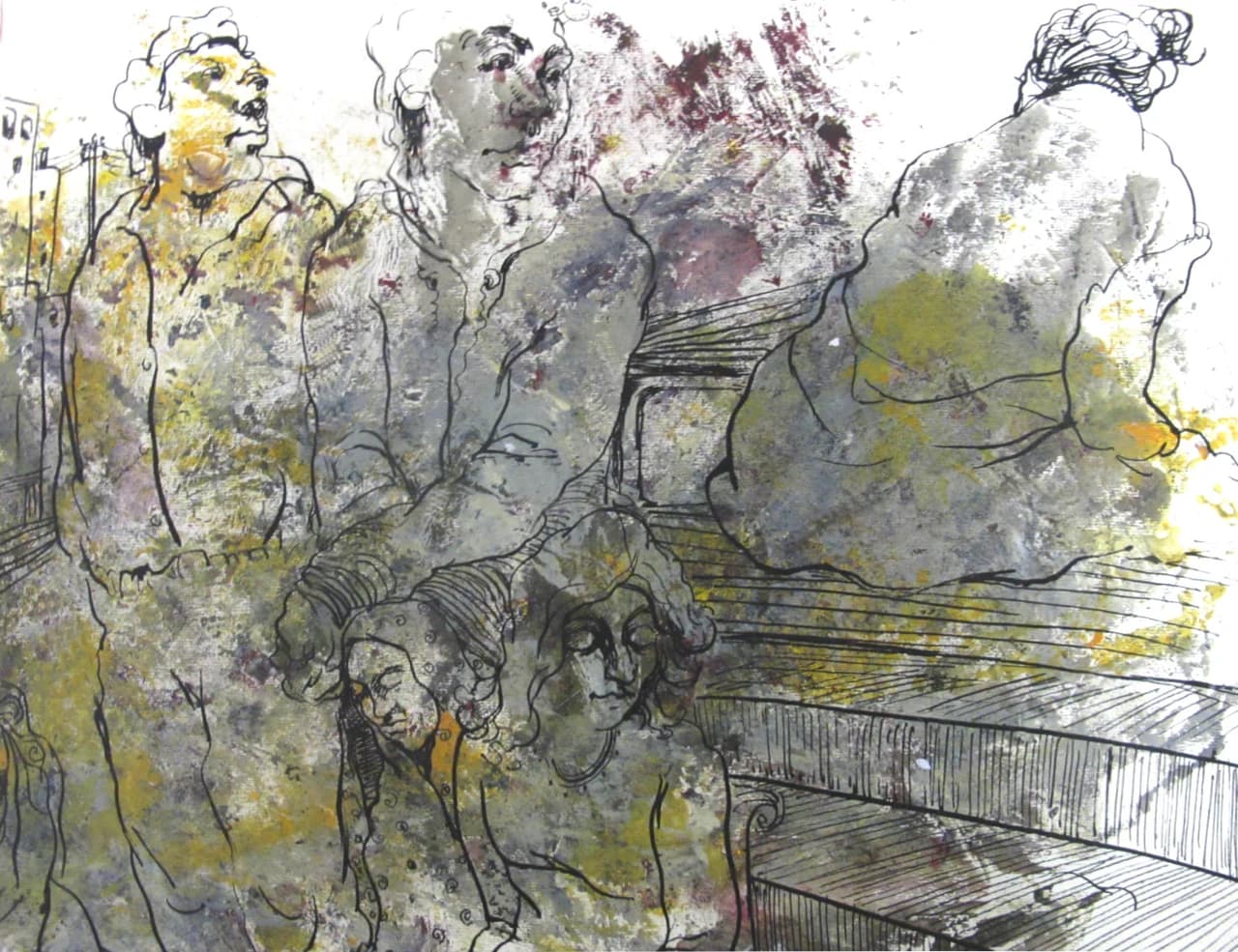 ink drawing, composition 04 by Zohreh Bakhshi