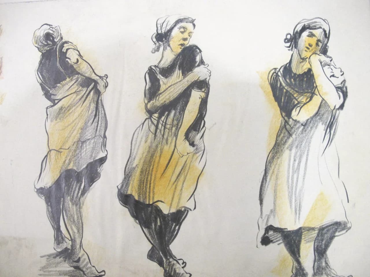 Life Model Drawing, Three Standing Figures
