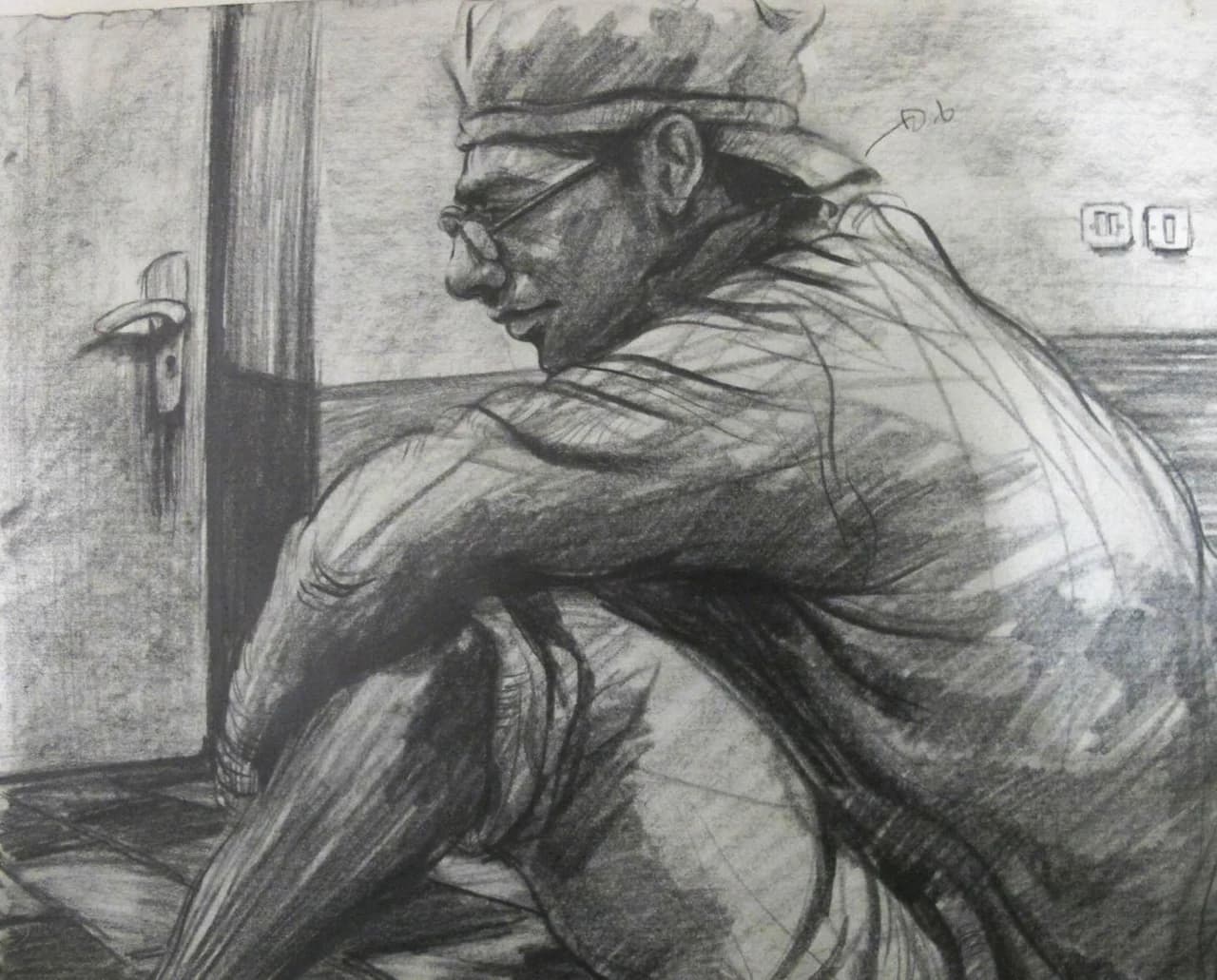Life Model Drawing, Seated Man in a Cap