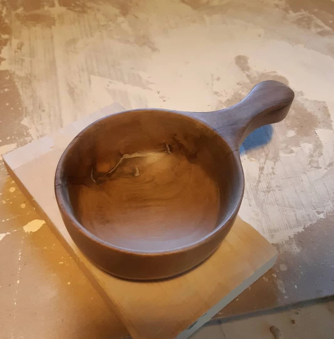 Walnut Bowl with Handle
