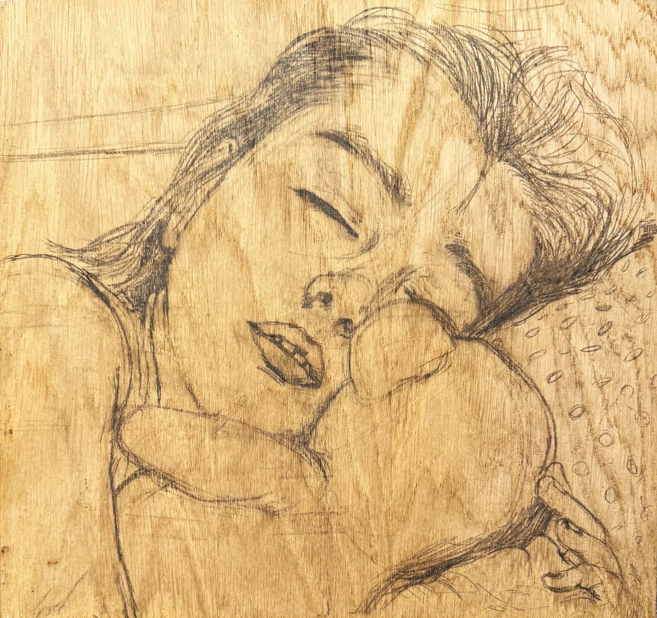 Sleeping Figure on Wood