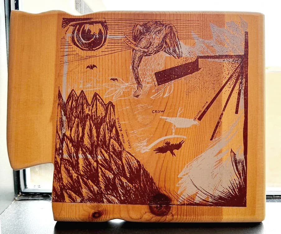 Crow, Printed on Wood